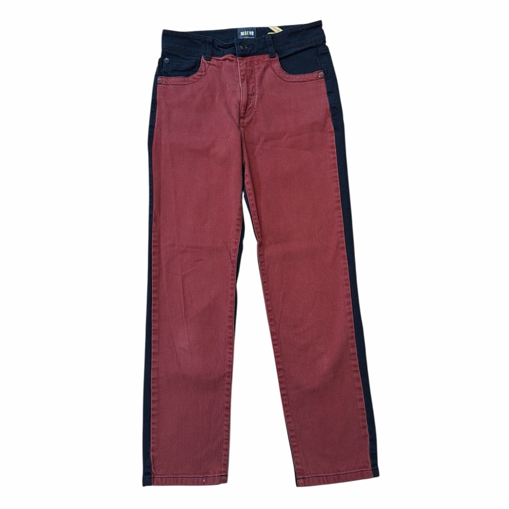 Maeve Anthropologie Red and Black Straight Leg Jeans